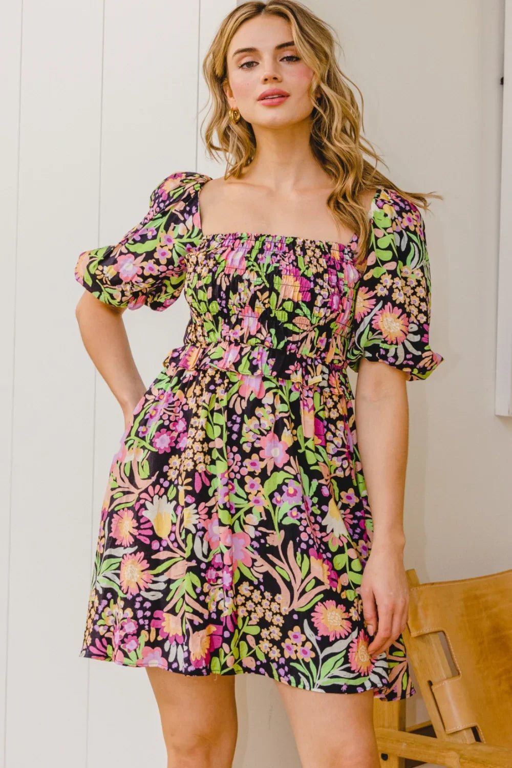 ODDI Full Size Floral Tie-Back Mini Dress – Cultured Cloths Apparel &  Accessories