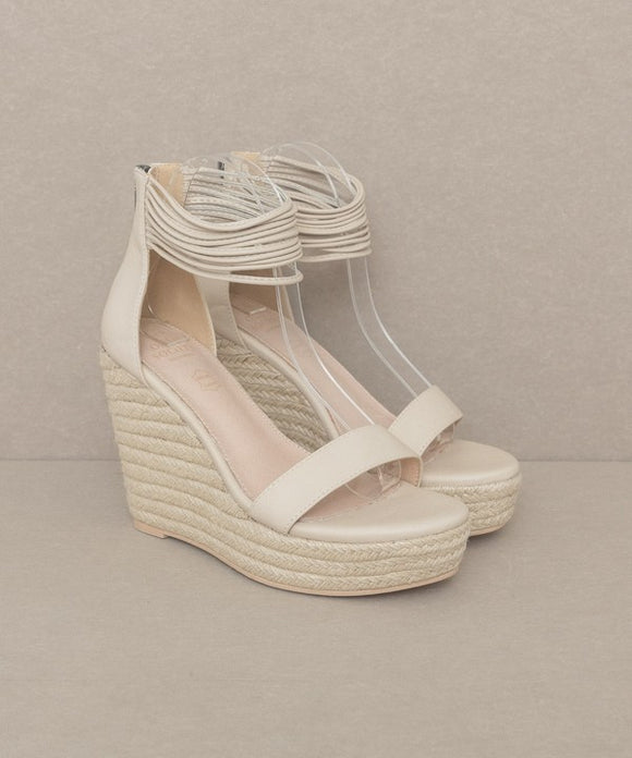 Shoes - Oasis Society Rosalie - Layered Ankle Wedge - BEIGE - Cultured Cloths Apparel