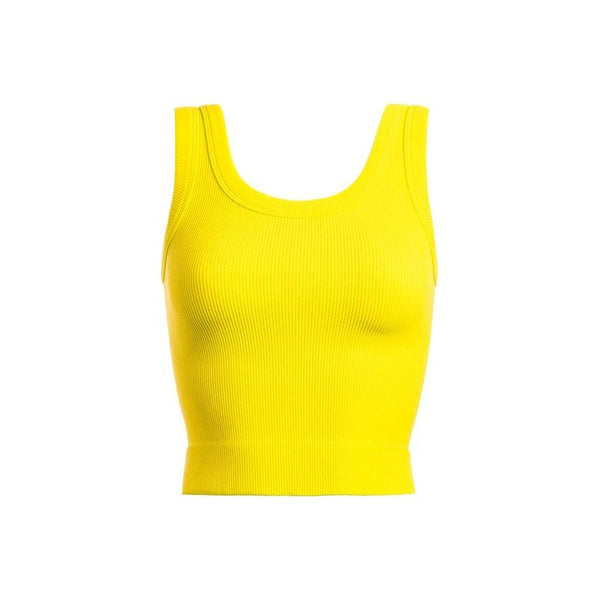 Athleisure - Thick Ribbed Cropped Sleeveless Tank - Yellow - Cultured Cloths Apparel
