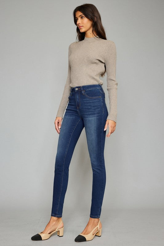 Denim - High Rise Super Skinny Jeans - DARK - Cultured Cloths Apparel