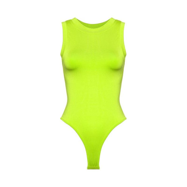 Athleisure - Thick Banded Smooth Bodysuit - Lime - Cultured Cloths Apparel