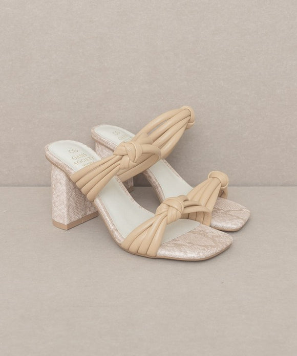 Shoes - OASIS SOCIETY Raquel - Strappy Knot Heel - NUDE - Cultured Cloths Apparel