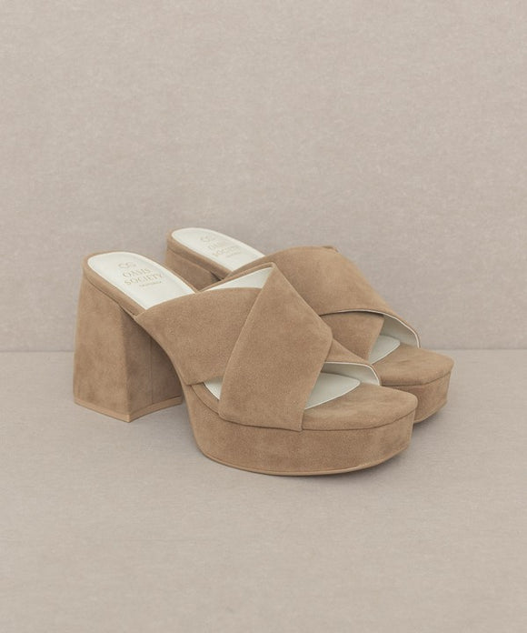 Shoes - Oasis Society Carmen - Chunky Platform Mule Heel - KHAKI - Cultured Cloths Apparel