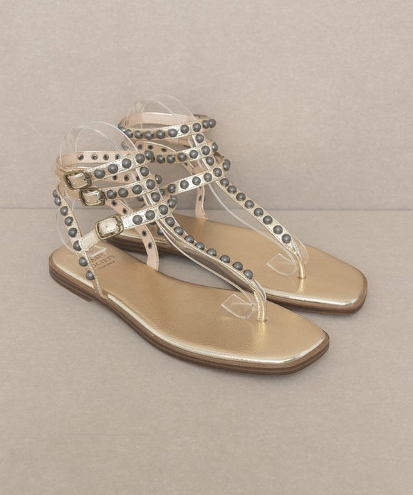 Shoes - Oasis Society Oaklyn - Studded Gladiator Sandal - GOLD - Cultured Cloths Apparel