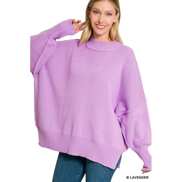 Women's Sweaters - SIDE SLIT OVERSIZED SWEATER -  - Cultured Cloths Apparel
