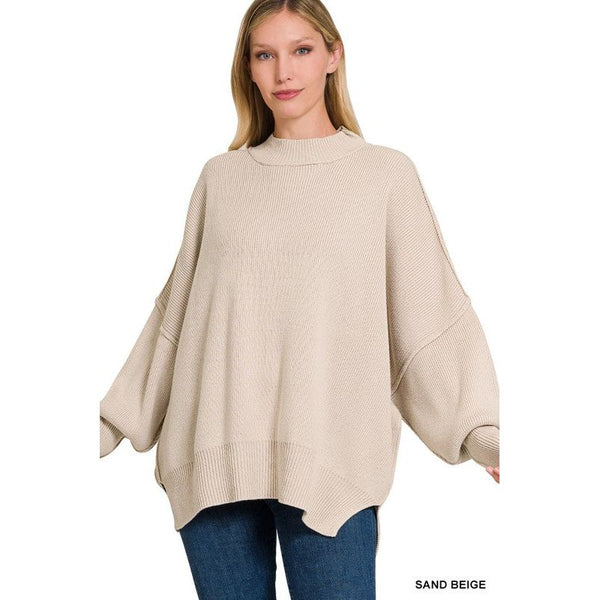 Women's Sweaters - SIDE SLIT OVERSIZED SWEATER -  - Cultured Cloths Apparel