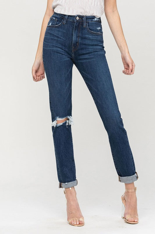 Distressed Roll Up Stretch Mom Jeans – Cultured Cloths Apparel \u0026 Accessories