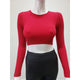 Athleisure - Ribbed Round Neck Seamless Crop Top - Red - Cultured Cloths Apparel
