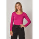Athleisure - Fleece Lined Seamless Round Neck Long Sleeve Top - Cherise - Cultured Cloths Apparel