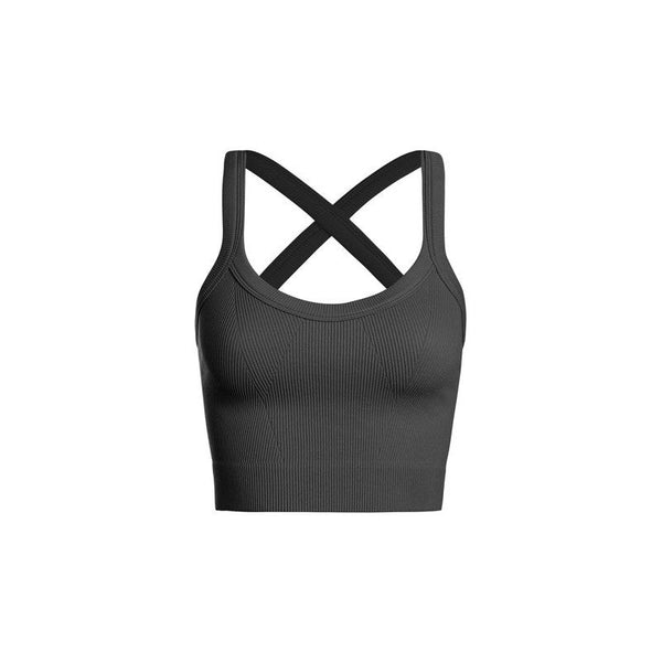 Athleisure - X Back Strap Ribbed Brami - Black - Cultured Cloths Apparel