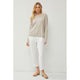 Women's Sweaters - Classic Crew Neck Drop Shoulder Ribbed Sweater - Warm Grey - Cultured Cloths Apparel
