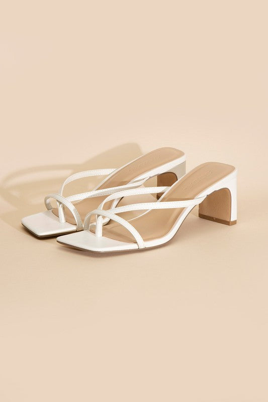 Shoes - GADGET-S Thong Mule Heels - WHITE - Cultured Cloths Apparel
