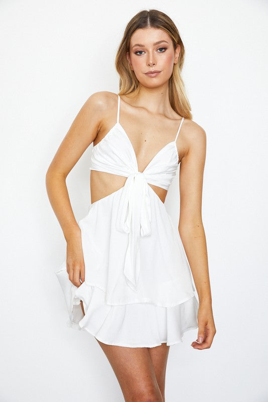 Women's Dresses - Draped Cup Cami Mini Dress - WHITE - Cultured Cloths Apparel