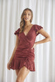 Women's Dresses - Ruffle Flutter Ruched Mini Dress -  - Cultured Cloths Apparel