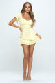 Women's Rompers - Off-the-Shoulder Puff Sleeved Tiered Mini Romper -  - Cultured Cloths Apparel