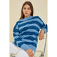 Women's Sweaters - Striped & Comfy Sweater - Teal - Cultured Cloths Apparel