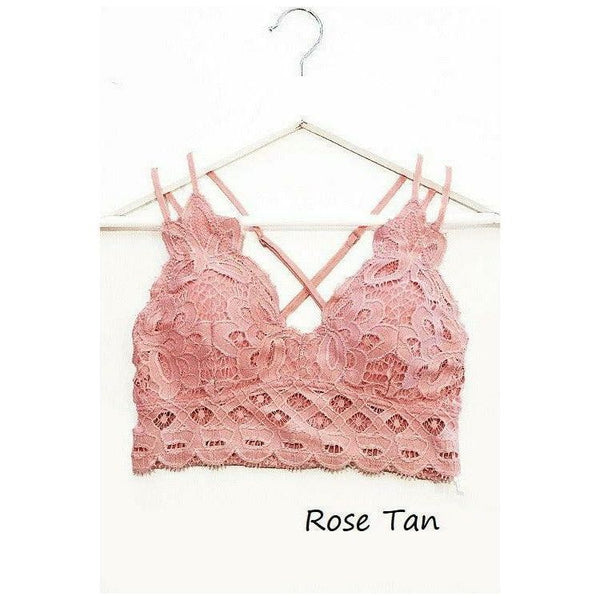 Bralettes - Beautiful Crochet Lace Bralette - Rose Tan - Cultured Cloths Apparel