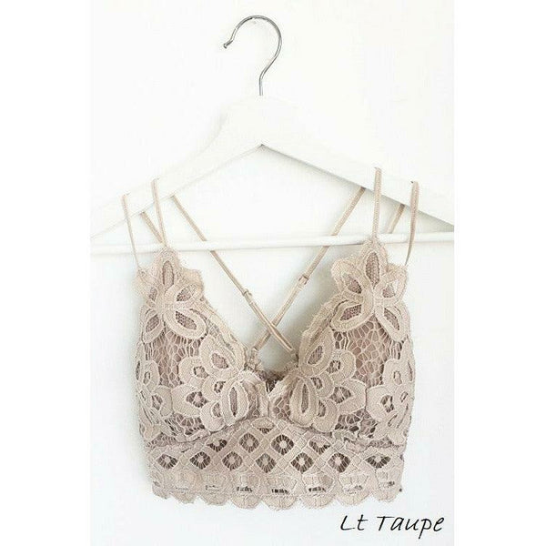 Bralettes - Beautiful Crochet Lace Bralette - Lt Taupe - Cultured Cloths Apparel