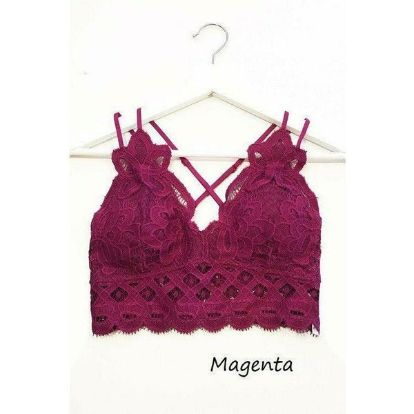 Bralettes - Beautiful Crochet Lace Bralette - Magenta - Cultured Cloths Apparel