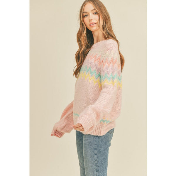 Women's Sweaters - Colorful Zigzag Striped Knit Sweater -  - Cultured Cloths Apparel