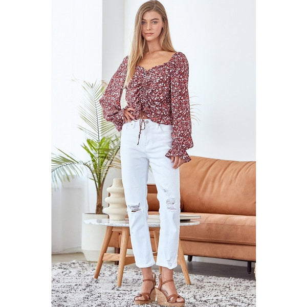 Women's Long Sleeve - Chic Printed Floral Top -  - Cultured Cloths Apparel