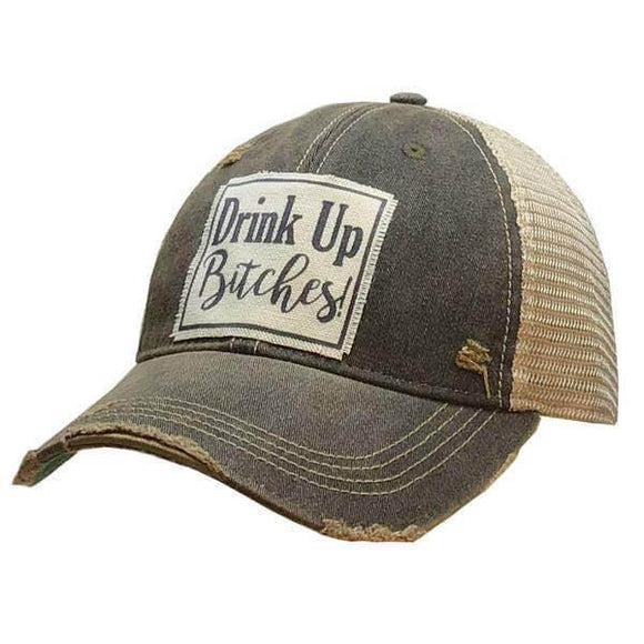 Baseball Hats - Drink Up Bitches Distressed Trucker Cap -  - Cultured Cloths Apparel