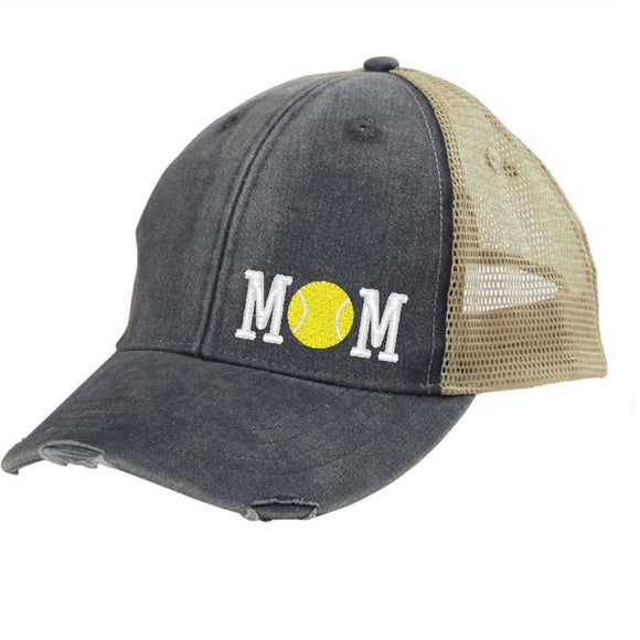 Baseball Hats - Mom Hat Tennis Mesh Trucker Hat - Black - Cultured Cloths Apparel