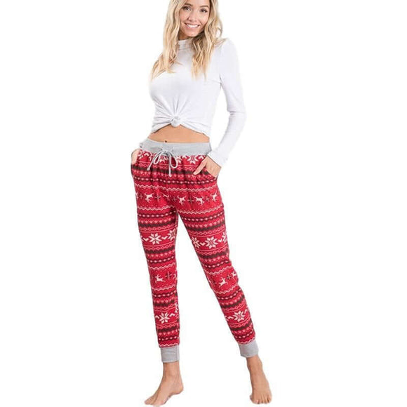 Sleepwear & Loungewear - Red Christmas Jogger Pants -  - Cultured Cloths Apparel