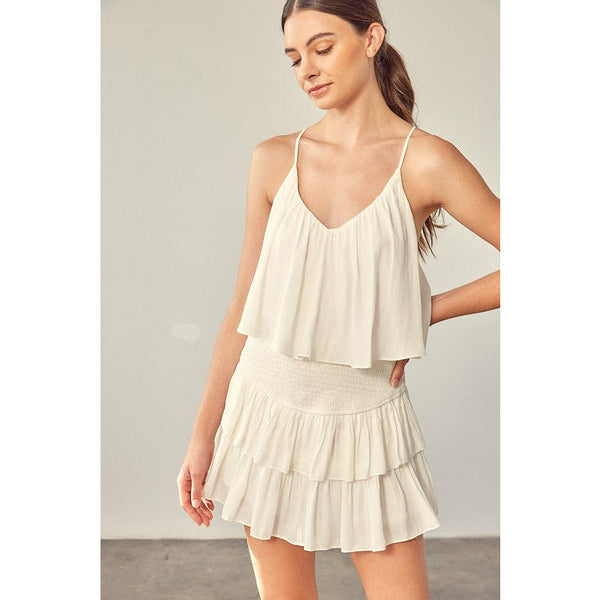 Women's Rompers - Ruffled Detail Romper Dress - Creamy White - Cultured Cloths Apparel