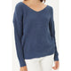 Women's Sweaters - Twisted Back Metallic Sweater Top - French Navy - Cultured Cloths Apparel