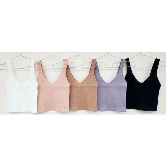 Athleisure - V-Neck Thick Rib Tank Top - D. Lilac - Cultured Cloths Apparel