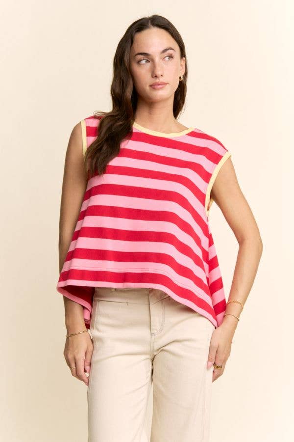 STRIPED SLEEVELESS RELAXED FIT TOP
