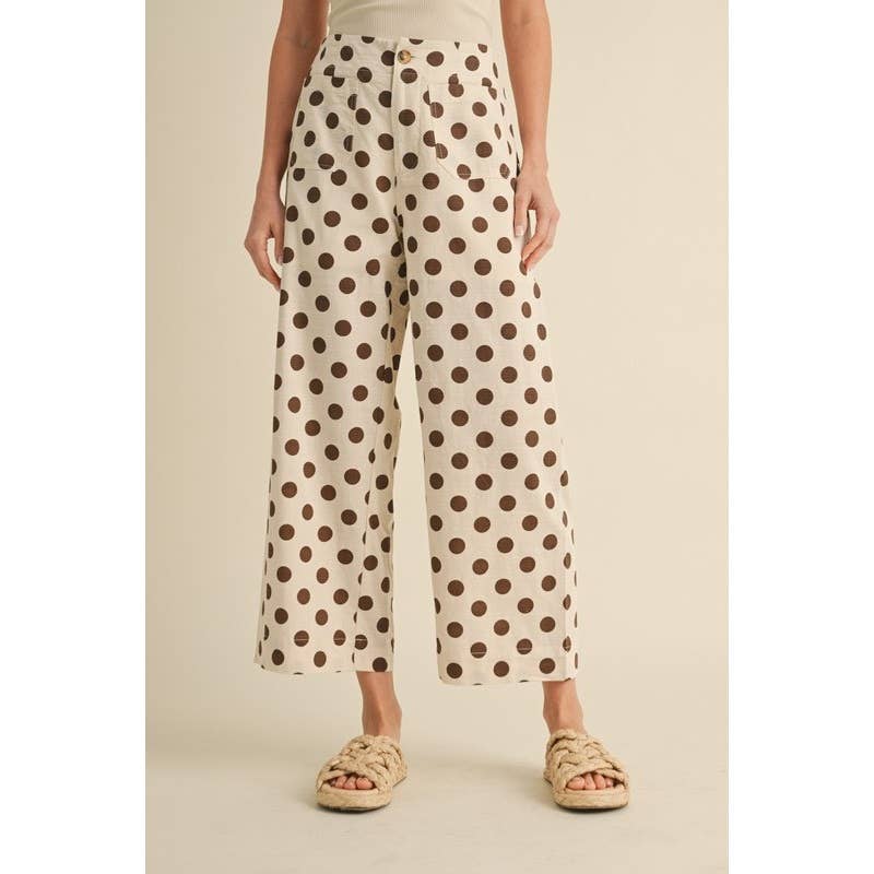 Pants - Polka dot print wide leg pants - - Cultured Cloths Apparel