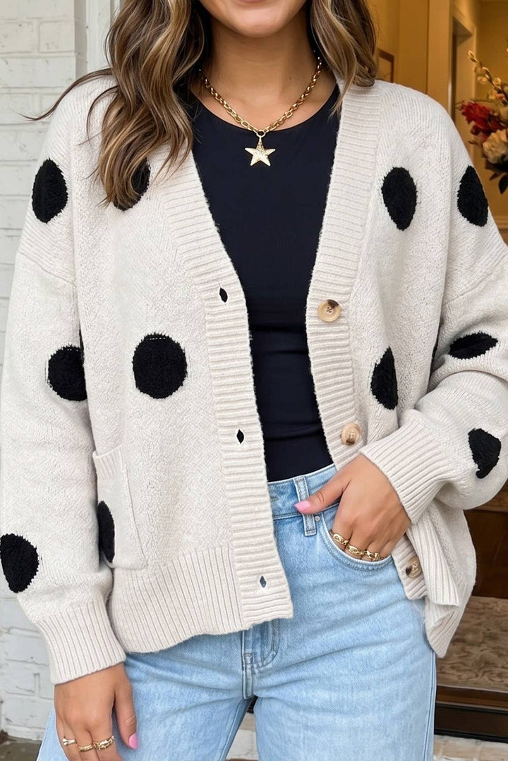 Cardigans - LAS Polka Dot Oversized Button Front Cardigan (S-XL) - - Cultured Cloths Apparel