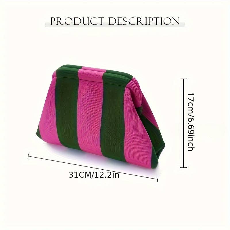 Compact Urban Chic Stripe Design Clutch Bag Makeup Pouch