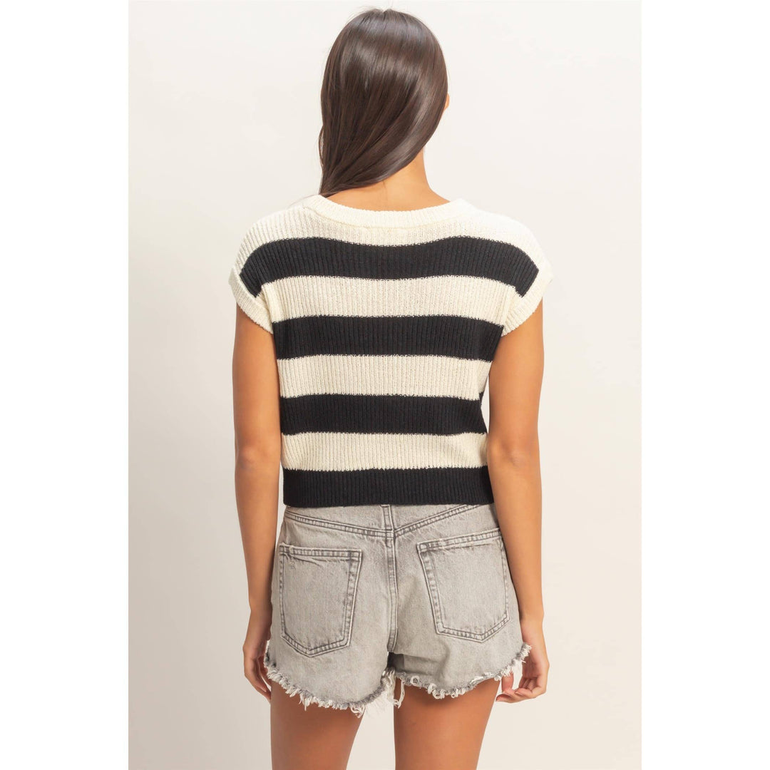 Striped Ribbed Knit Top