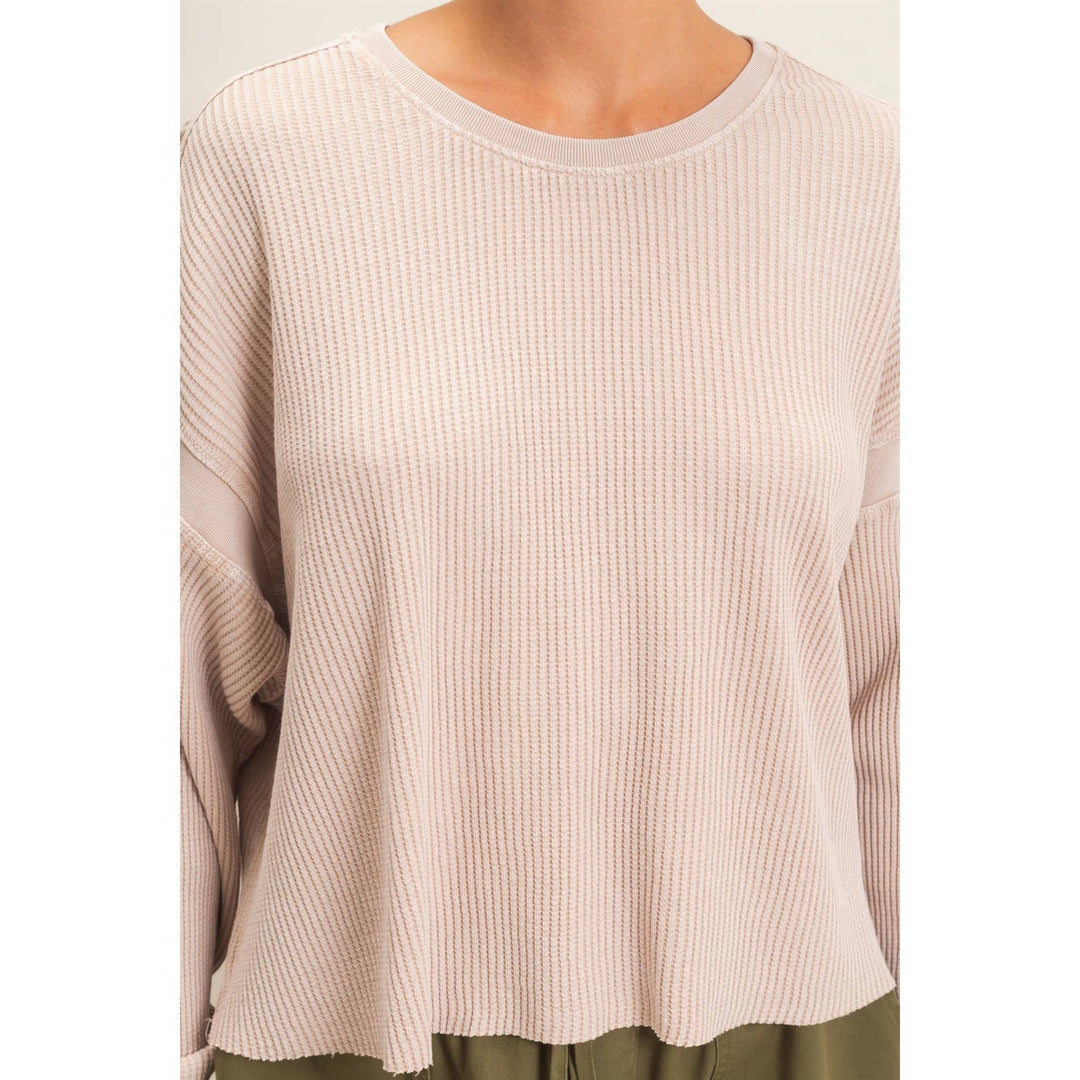 Mineral Wash Waffle Open Back Top