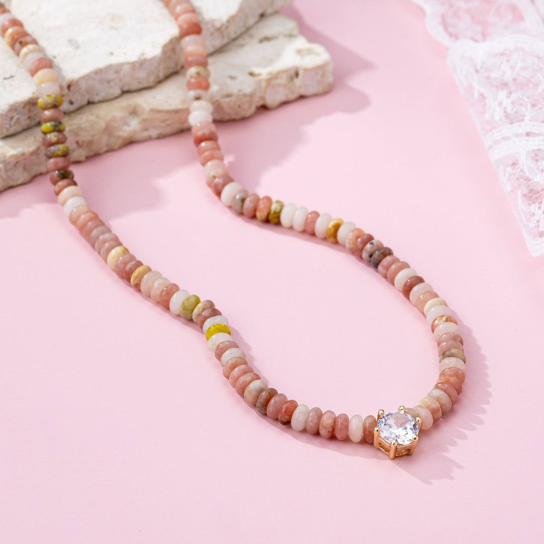 Accessories, Necklaces - NATURAL SEMI PRECIOUS STONE BEADED CHARM NECKLACE | 80N92658 - - Cultured Cloths Apparel