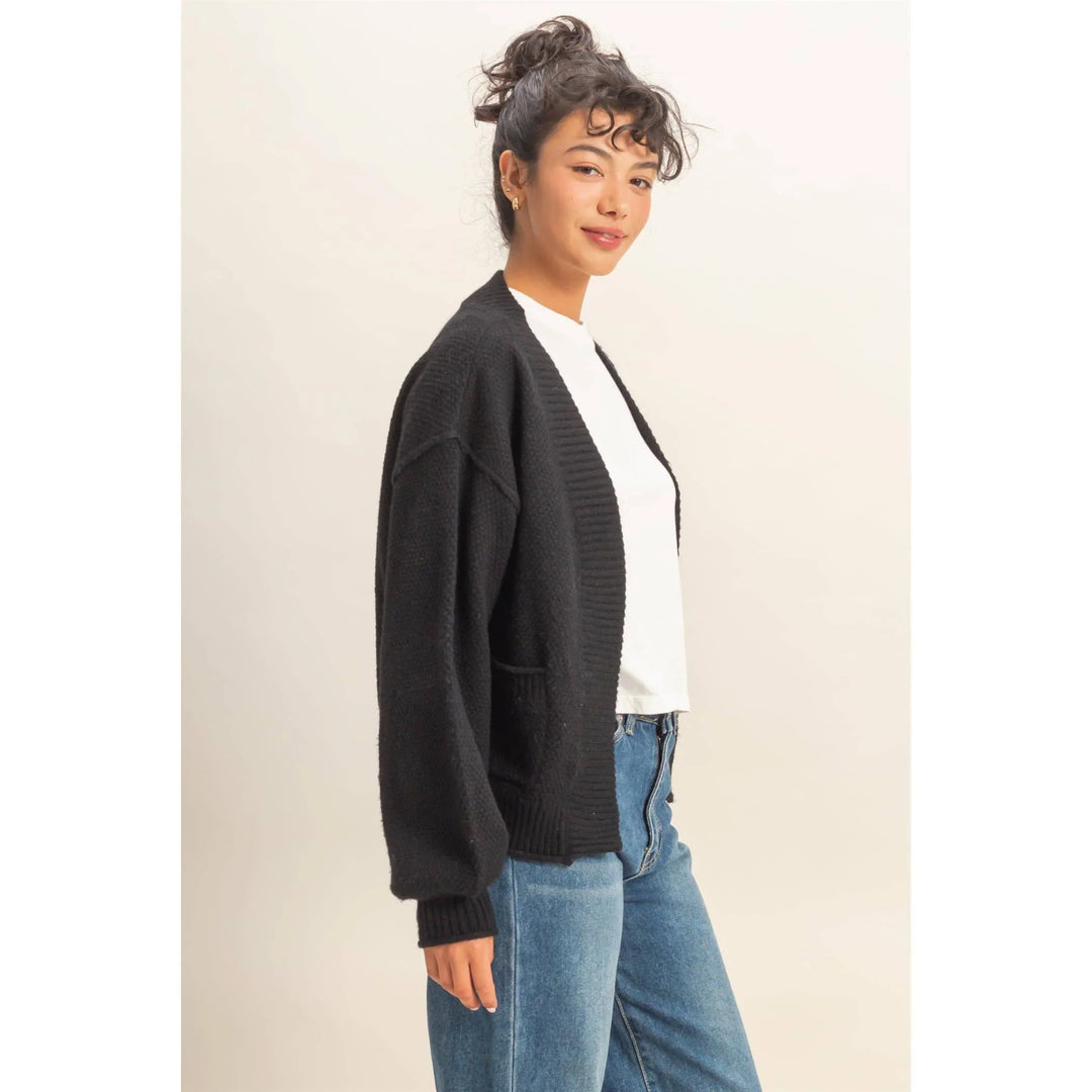 Outerwear - Oversized Textued Knit Cardigan Sweater - - Cultured Cloths Apparel