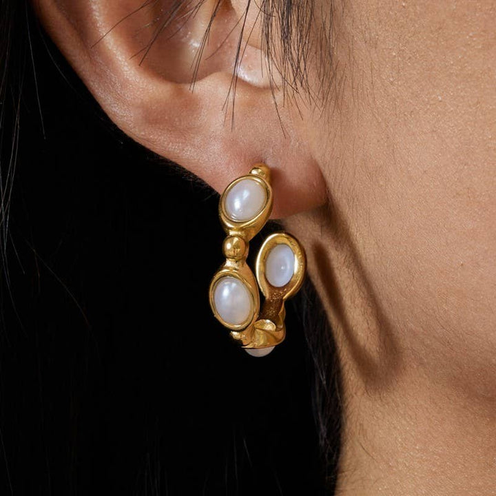 Accessories, Earrings - 18K STAINLESS STEEL WATERPROOF TARNISH FREE HOOPS | 40E462 - - Cultured Cloths Apparel
