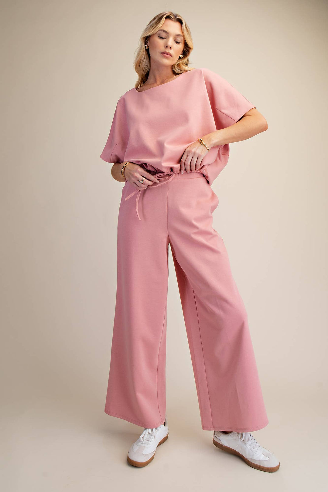 - Waist Elastic Band Wide Leg Pants - - Cultured Cloths Apparel