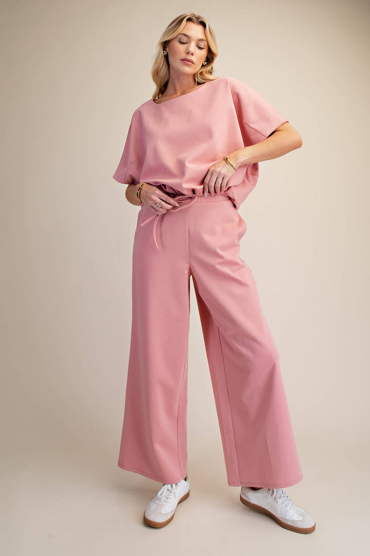 - Waist Elastic Band Wide Leg Pants - - Cultured Cloths Apparel