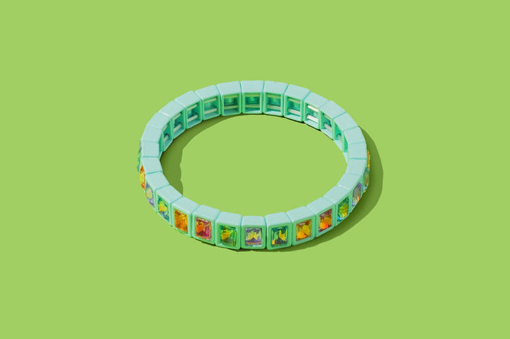 Accessories, Bracelets - Enamel Stretch Bracelet - Small Gems - Penelope - Light Blue - Cultured Cloths Apparel