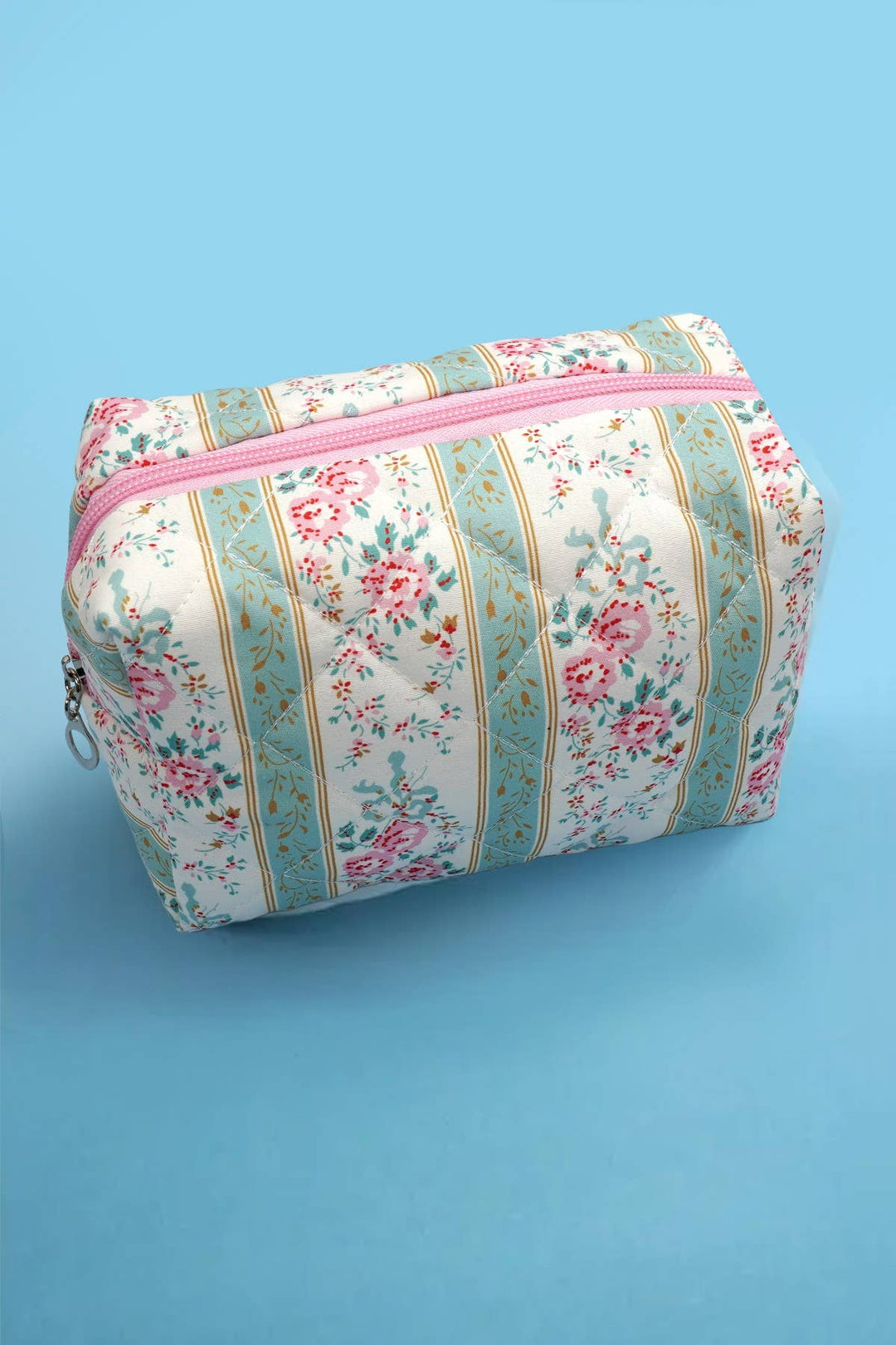 FLORAL TOILE PATTERN MAKEUP COSMETIC POUCH BAG