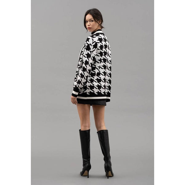 Outerwear - Houndstooth Knit Cardigan -  - Cultured Cloths Apparel