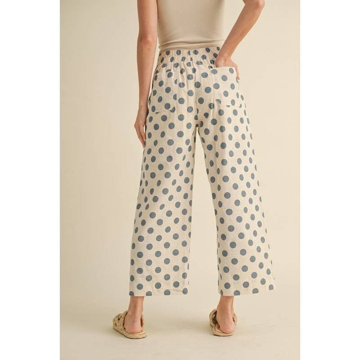 Pants - Polka dot print wide leg pants - - Cultured Cloths Apparel
