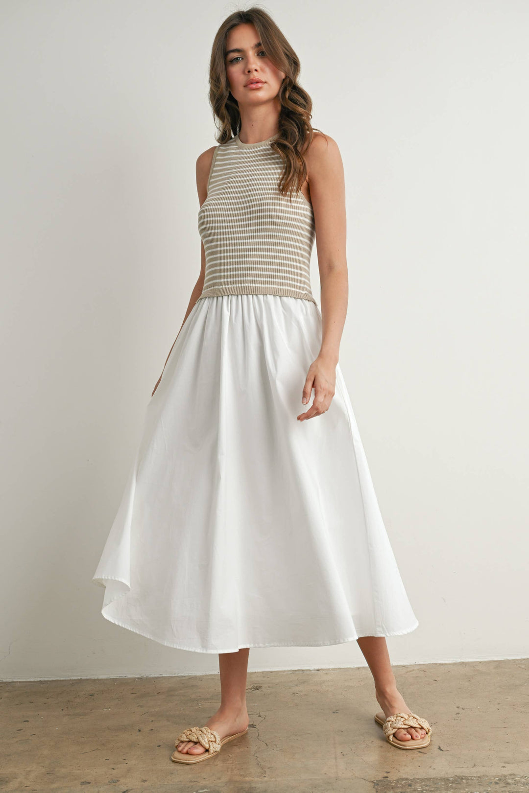 Dresses - Striped Sleeveless Maxi Dress with PocketS - - Cultured Cloths Apparel