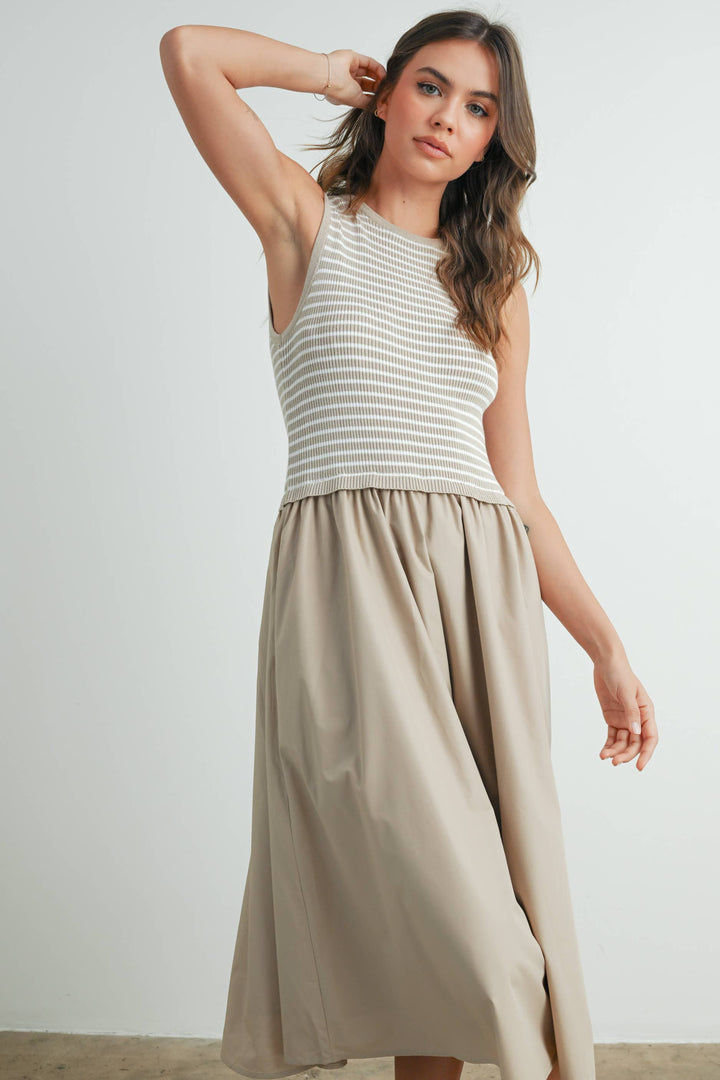 Dresses - Striped Sleeveless Maxi Dress with PocketS - - Cultured Cloths Apparel