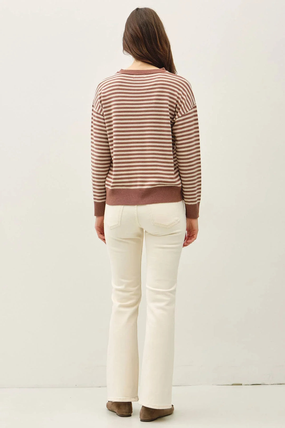 WOOL BLENDED STRIPED SWEATER TOP
