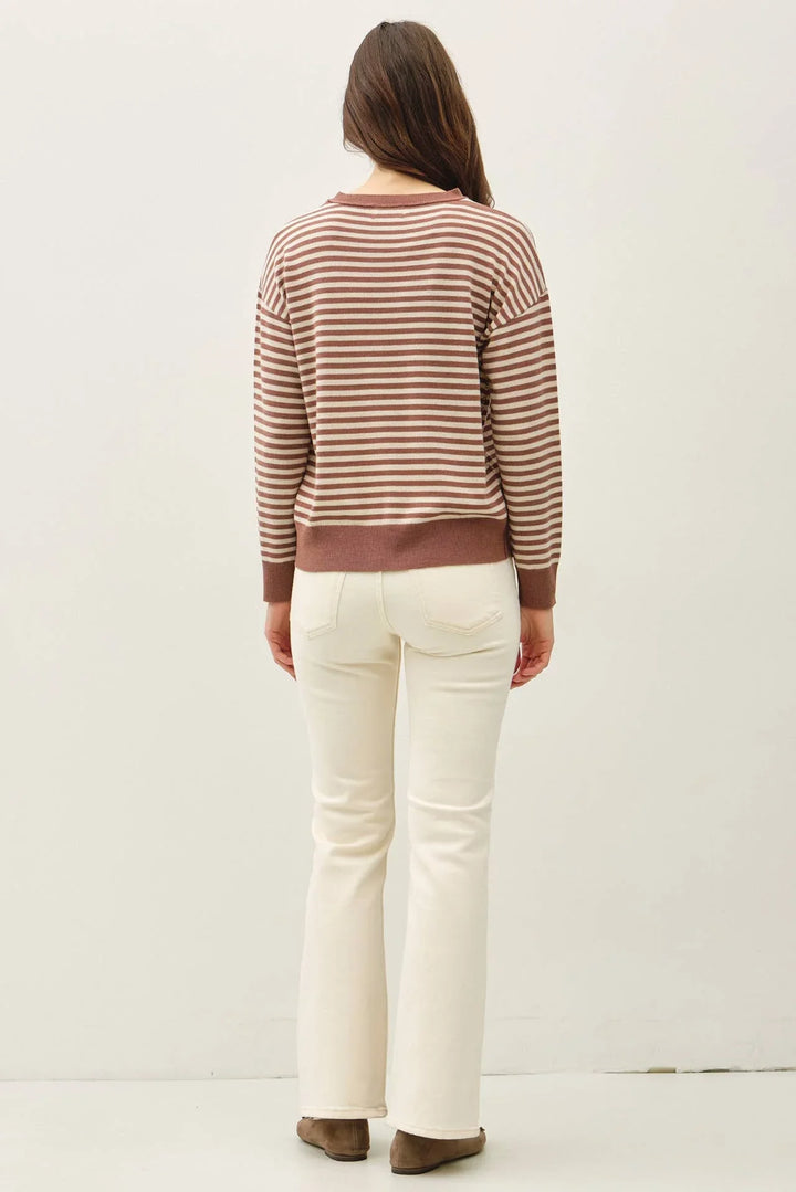 WOOL BLENDED STRIPED SWEATER TOP